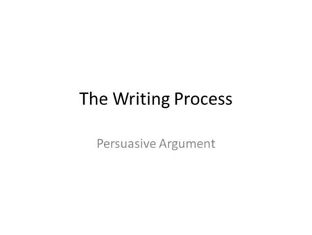 The Writing Process Persuasive Argument. Are single-gender classes better? YesNo.