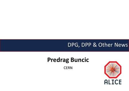 Predrag Buncic CERN DPG, DPP & Other News. Step back.