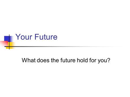Your Future What does the future hold for you?. Global Warming? OR Man-Made Disaster?