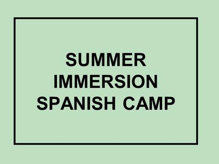 SUMMER IMMERSION SPANISH CAMP. WILL STUDENTS BECOME PROFICIENT BY TAKING FLEX? (Foreign Language Exploratory) Explore a variety of languages and culture.