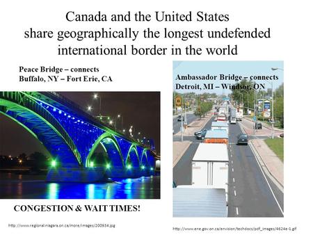 Canada and the United States share geographically the longest undefended international border in the world