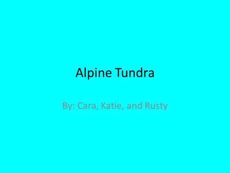 Alpine Tundra By: Cara, Katie, and Rusty General Characteristics Extremely cold climate Low biotic diversity Simple vegetation structure Limitation of.