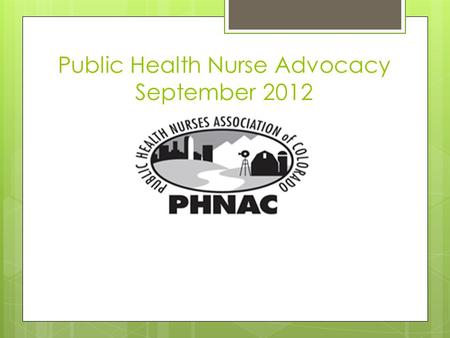 Public Health Nurse Advocacy September 2012. PHN Advocacy History  Qualitative Research  “Lived” PHN Experience  Focus Groups  Themes  Recommendations.