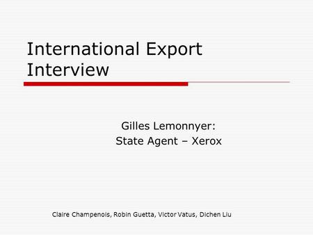 International Export Interview