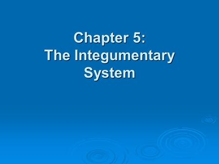 Chapter 5: The Integumentary System.  What are the structures and functions of the integumentary system?