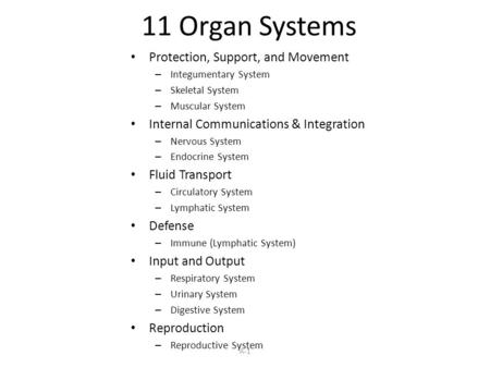 11 Organ Systems Protection, Support, and Movement