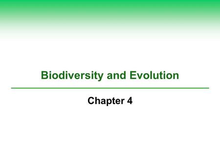 Biodiversity and Evolution Chapter 4. 4-1 What Is Biodiversity and Why Is It Important?  Concept 4-1 The biodiversity found in genes, species, ecosystems,
