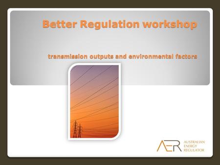 Better Regulation workshop transmission outputs and environmental factors.