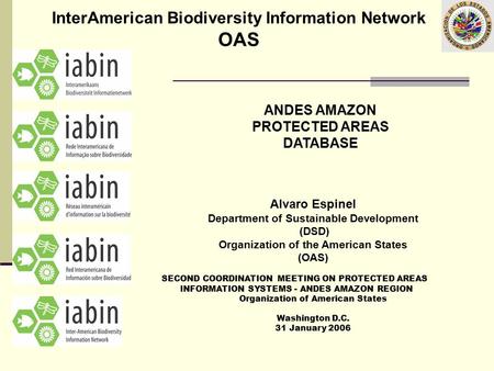 InterAmerican Biodiversity Information Network OAS InterAmerican Biodiversity Information Network OAS Alvaro Espinel Department of Sustainable Development.