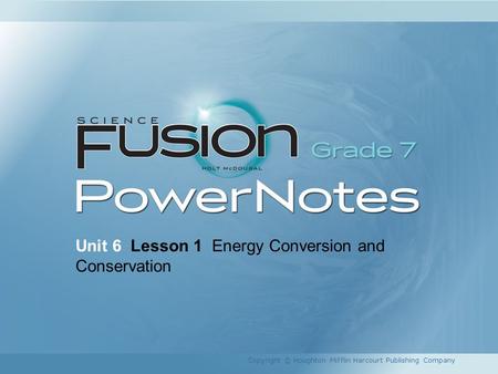 Unit 6 Lesson 1 Energy Conversion and Conservation