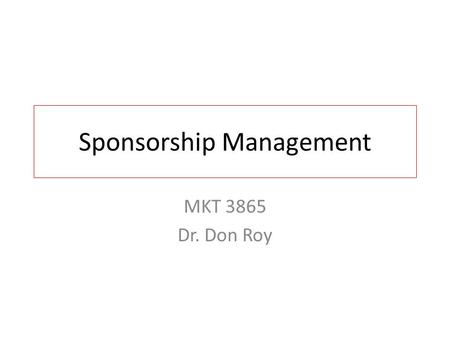 Sponsorship Management