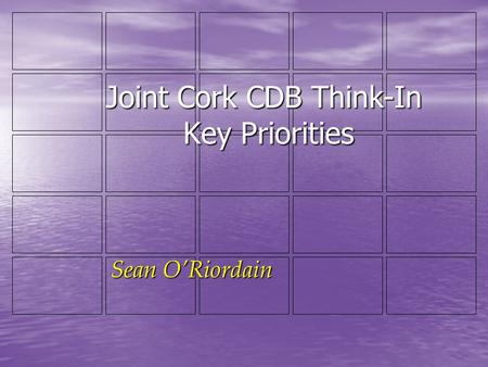 Joint Cork CDB Think-In Key Priorities Sean O’Riordain.