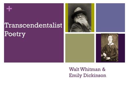 + Walt Whitman & Emily Dickinson Transcendentalist Poetry.
