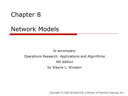 Chapter 8 Network Models