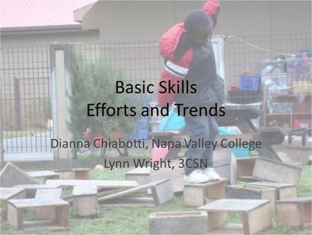 Basic Skills Efforts and Trends Dianna Chiabotti, Napa Valley College Lynn Wright, 3CSN.