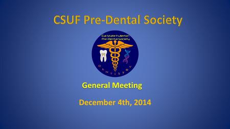 General Meeting December 4th, 2014. Announcements!