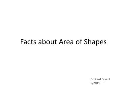 Facts about Area of Shapes Dr. Kent Bryant 5/2011.