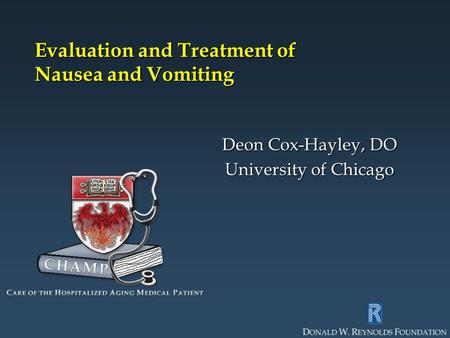 Evaluation and Treatment of Nausea and Vomiting