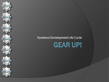 Systems Development Life Cycle Plan Analyze Design Develop Test Implement Maintain.