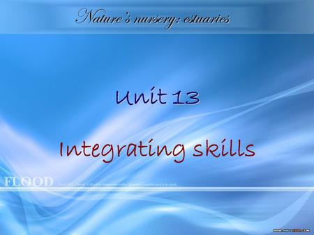 Nature’s nursery: estuaries Unit 13 Integrating skills.