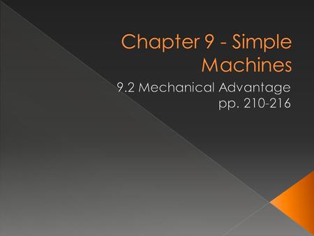 Chapter 9 - Simple Machines