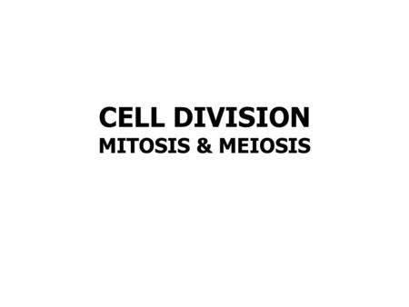 CELL DIVISION MITOSIS & MEIOSIS