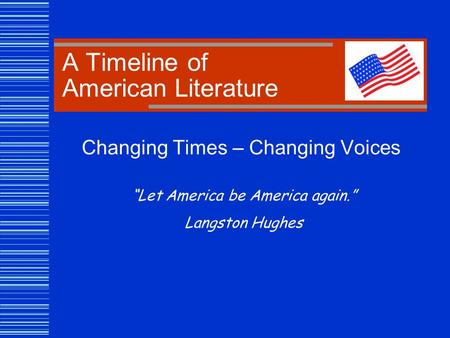 A Timeline of American Literature