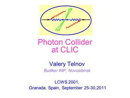 Photon Collider at CLIC Valery Telnov Budker INP, Novosibirsk LCWS 2001, Granada, Spain, September 25-30,2011.