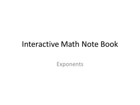 Interactive Math Note Book