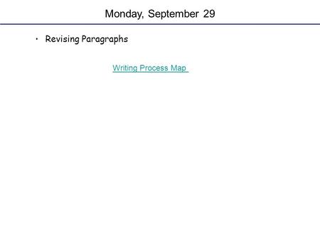Monday, September 29 Revising Paragraphs Writing Process Map.