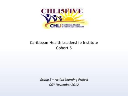 Caribbean Health Leadership Institute Cohort 5 Group 5 – Action Learning Project 06 th November 2012.