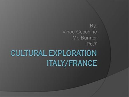 By: Vince Cecchine Mr. Bunner Pd.7. Italy’s Location  Italy is located in southern Europe and goes all the way to the Mediterranean Sea.  Coordinates.