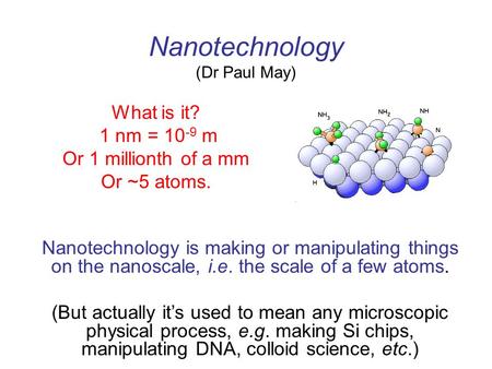 Nanotechnology (Dr Paul May)