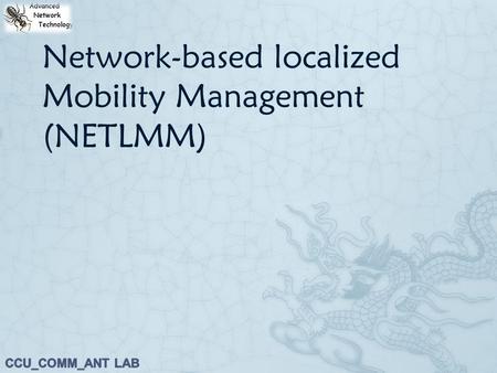 Network-based localized Mobility Management (NETLMM)