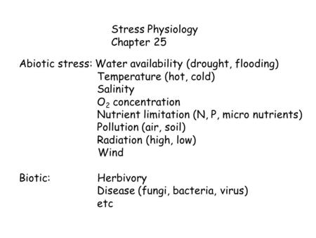Stress Physiology Chapter 25