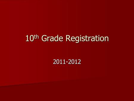 10 th Grade Registration 2011-2012. What to keep in mind when registering for classes High school graduation requirements High school graduation requirements.