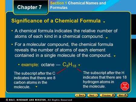 Significance of a Chemical Formula