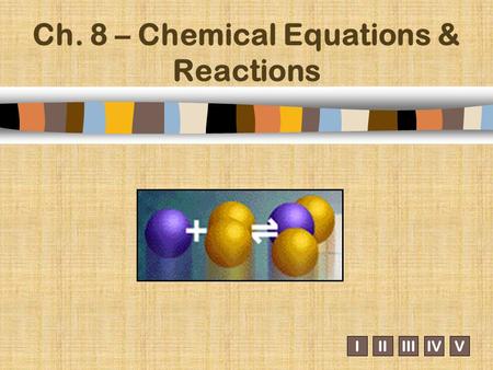 Ch. 8 – Chemical Equations & Reactions