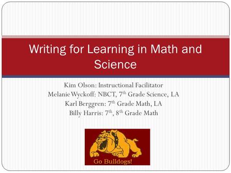 Writing for Learning in Math and Science