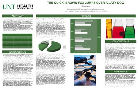 THE QUICK, BROWN FOX JUMPS OVER A LAZY DOG Names Department of Pharmacology & Neuroscience UNT Health Science Center at Fort Worth, TX 76107 ABSTRACT INTRODUCTION.