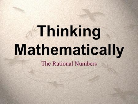 Thinking Mathematically