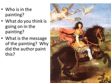 Who is in the painting? What do you think is going on in the painting? What is the message of the painting? Why did the author paint this?