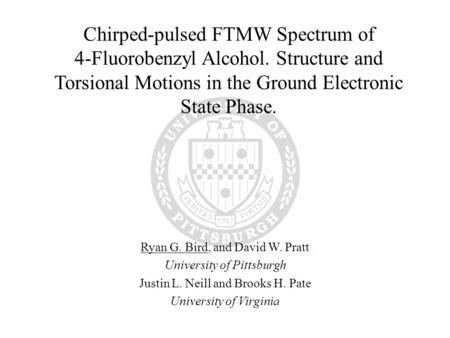 Chirped-pulsed FTMW Spectrum of 4-Fluorobenzyl Alcohol