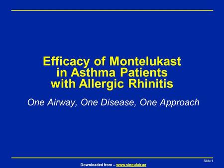 Efficacy of Montelukast in Asthma Patients with Allergic Rhinitis