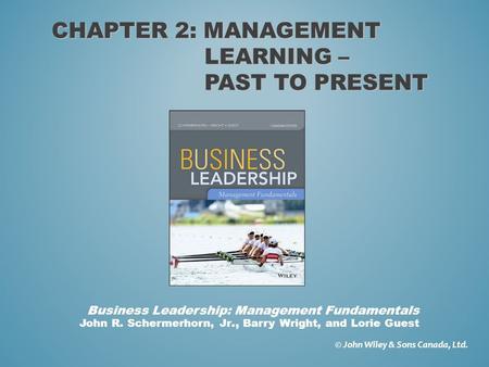 Chapter 2: Management learning – Past to present
