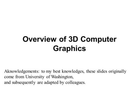 Overview of 3D Computer Graphics