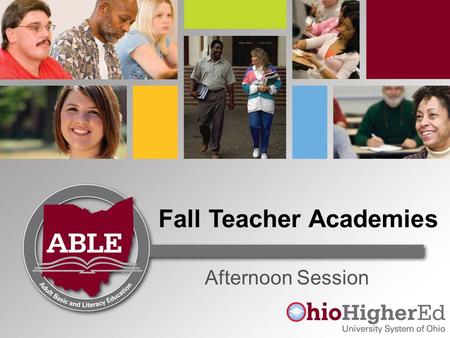 Fall Teacher Academies Afternoon Session. Welcome! Afternoon activities: –Introduction to afternoon outcomes –AM & PM: tying them together –Lesson plan.