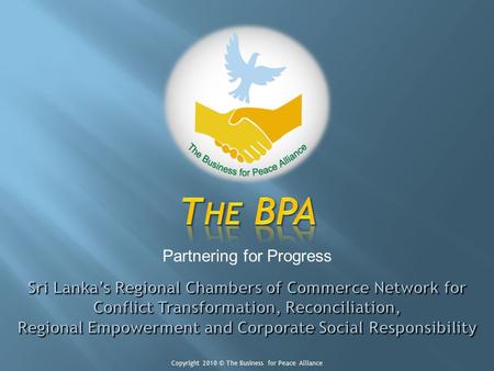 Partnering for Progress Copyright 2010 © The Business for Peace Alliance.
