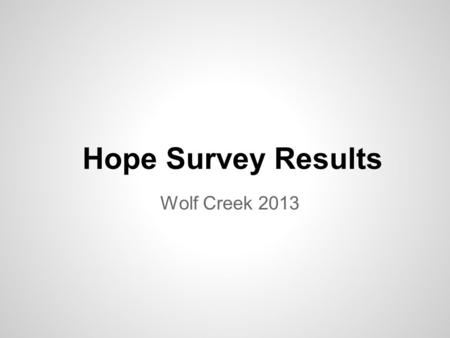 Hope Survey Results Wolf Creek 2013.