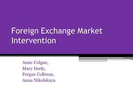Foreign Exchange Market Intervention